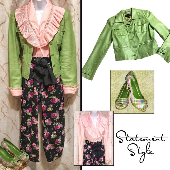 {⚡️SALE} BERNARDO 90’s Vtg Fitted Leather Button Down Cropped Jacket - Picture 12 of 12